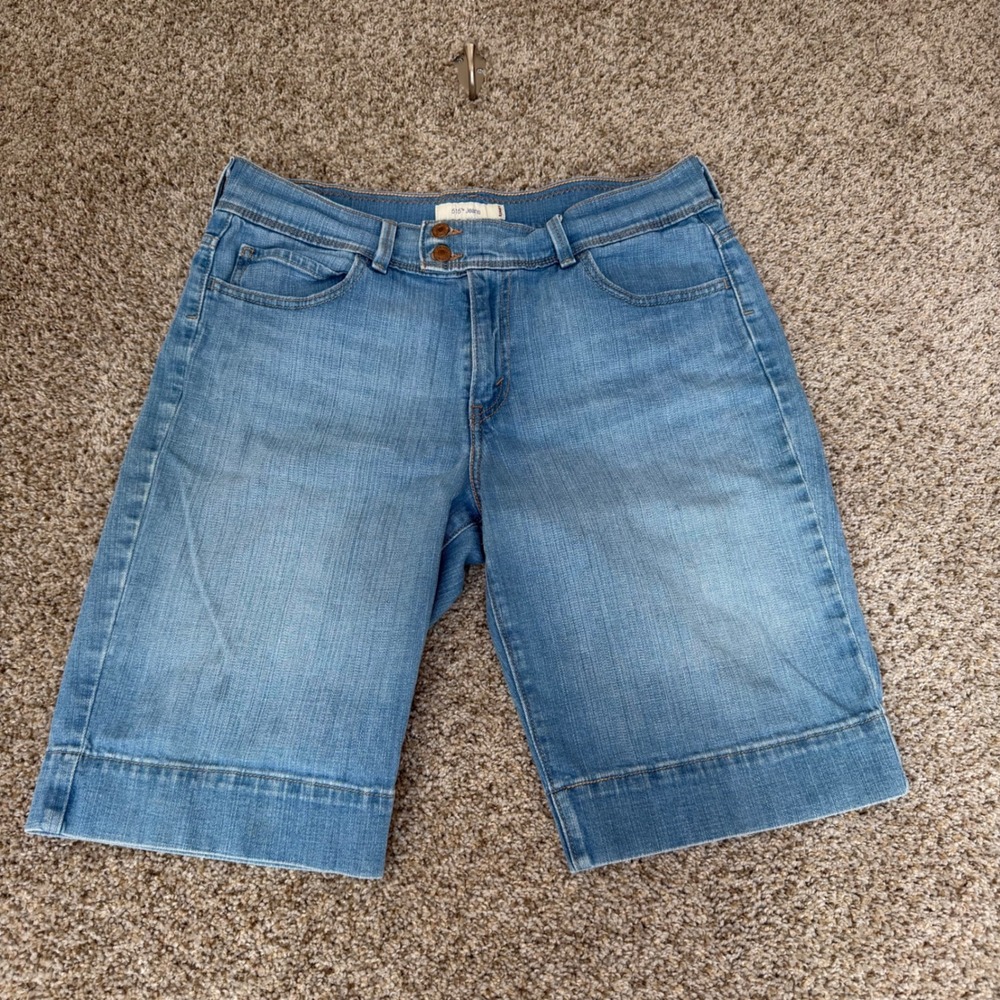 Levis 515 Denim Shorts Womens 14 Light Wash Bermuda Stretch Blue Jeans